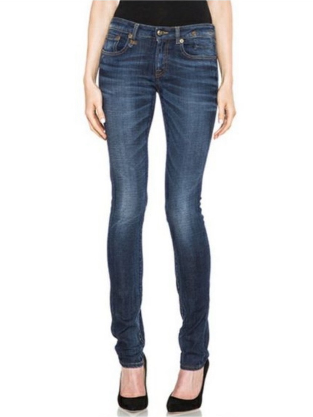 R13 Jean Skinny Whiskered Dark Wash Lightweight Soft Stretch RAVF05PW